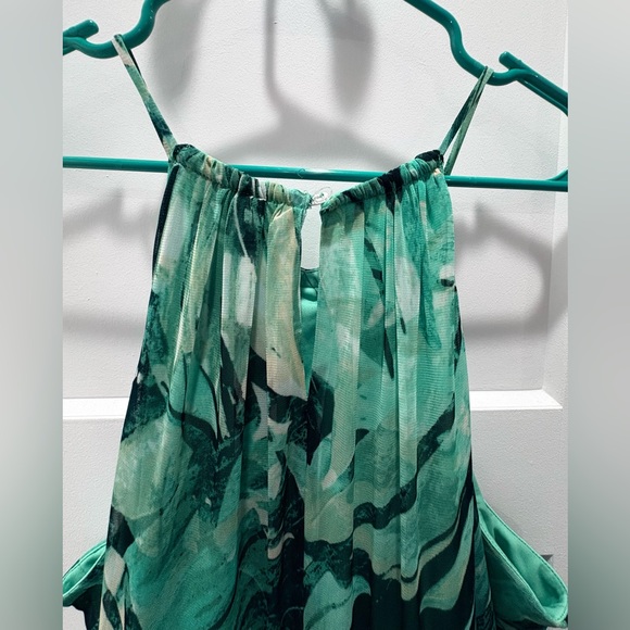 New York & Company Teal Abstract Midi Dress - Picture 3 of 5